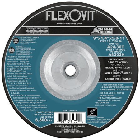 FLEXOVIT DEPRESSED CENTER GRINDING WHEEL A8302H